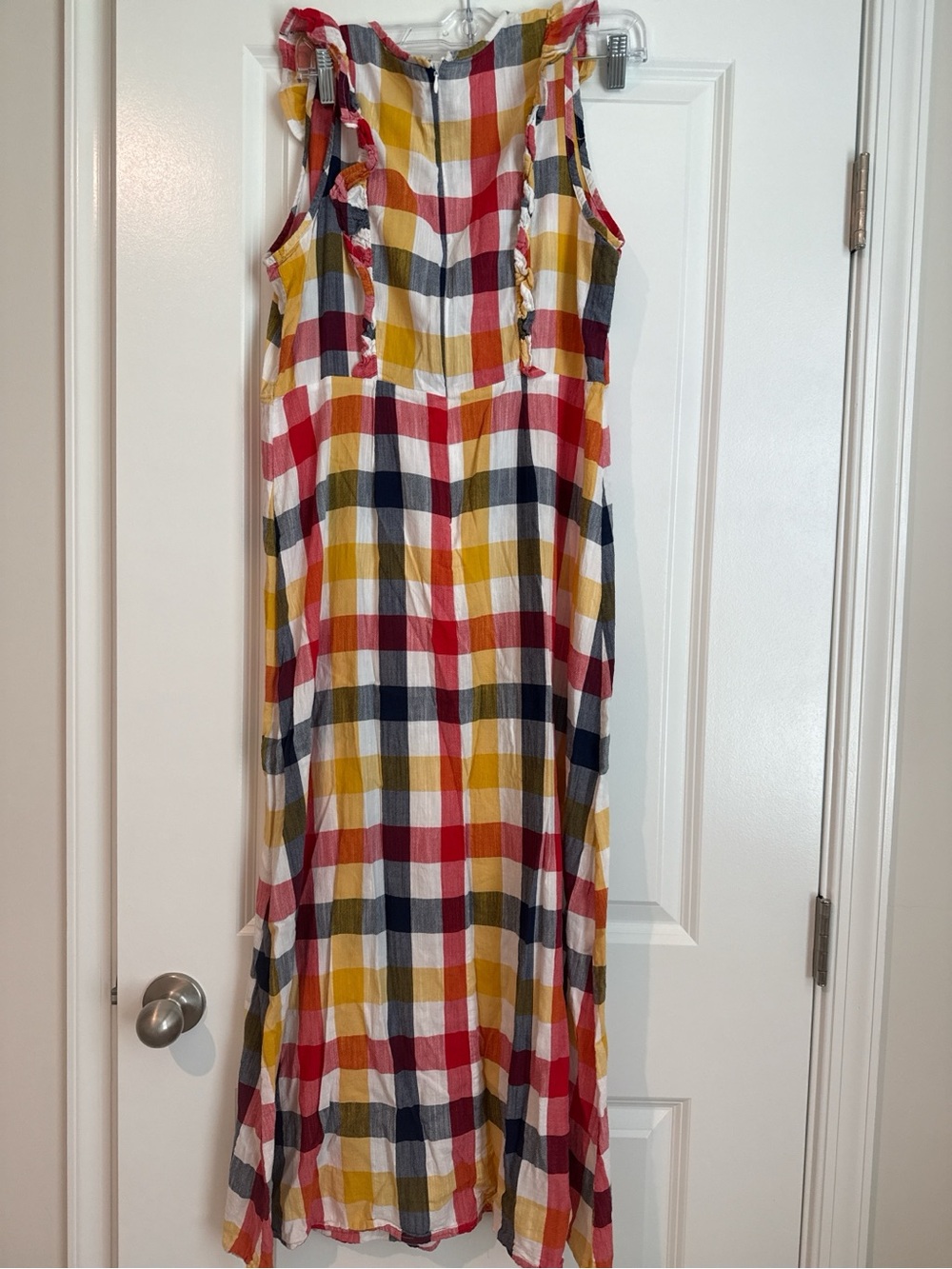 Old Navy Multicolor Plaid Ruffle-Trim Maxi Dress